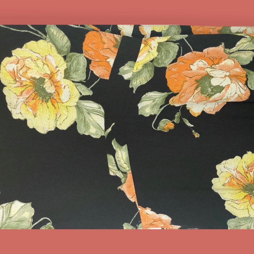 💐 NWT FLORAL RUFFLE WRAP DRESS BLACK ORANGE YELLOW LUXOLOGY SZ S - Picture 5 of 14